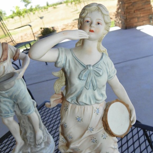 Tall Vintage Figurine Candrea Porcelain Set Man Women - Picture 11 of 16